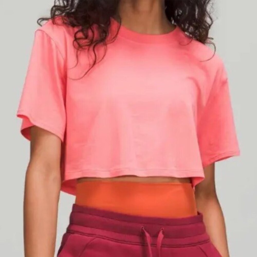 Lululemon All Your Crop Tee - Size 4 - Melon